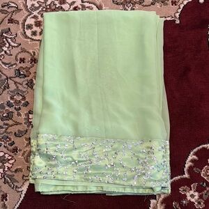 Elegant Green Embroidered Fabric